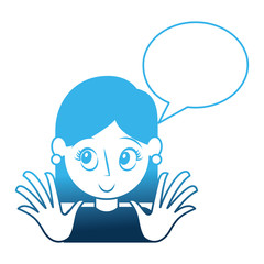 young woman with speech bubble avatar character