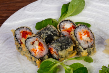 Tempura roll with eel