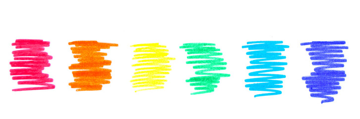 Set of colorful marker pens doodles with copyspace.