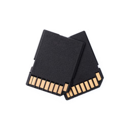 Black SD memory card isolated on white background