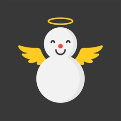 snowman and angle ring and wings, flat icon, Christmas theme set