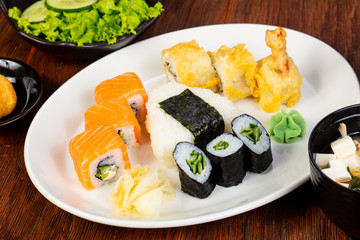 Japanese sushi and roll set