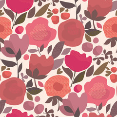Abstract dust color floral seamless pattern