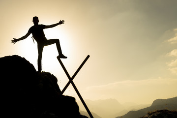 successful climb and creative concept