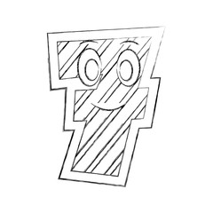 number seven kawaii character