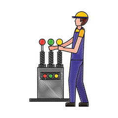 mechanic worker with assembly car machine