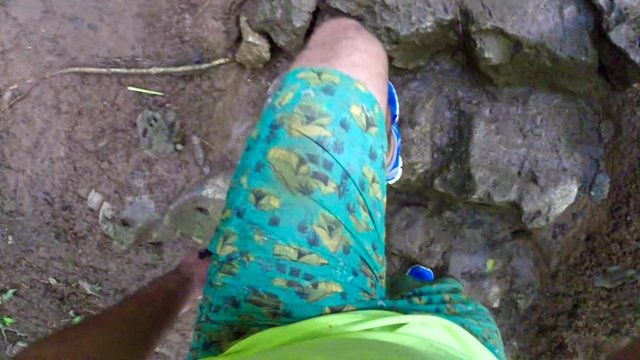 POV of a man moving through the rain forest of Semuc Champey in Guatemala.