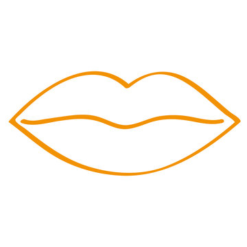 Handgezeichneter Mund in orange
