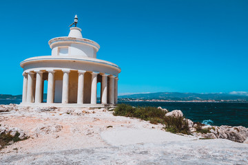 Lighthouse of St. Theodore at Argostoli against clear blu sky. Kefalonia island. Greece
