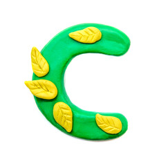 Autumn plasticine letter C of the English alphabet
