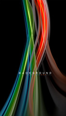 Fluid colors abstract background, twisted liquid design on black, colorful marble or plastic wave texture backdrop, multicolored template for business or technology presentation or web brochure cover