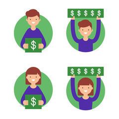Money vector illustrations with character