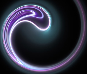 Abstract neon wave on a black background. Fractal