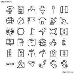 Address Outline Icons perfect pixel.