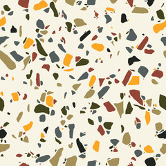 Fototapeta na wymiar Terrazzo flooring, seamless texture. Floor tile, polished stone pattern. Marble surface background. Vector