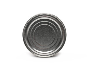 Sealed, closed tin can isolated on white background
