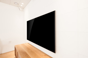 television side view in a white interior