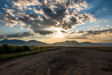 Dramatic sunset over the Rocky Mountains