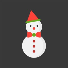 snowman and bow tie, flat icon, Christmas theme set