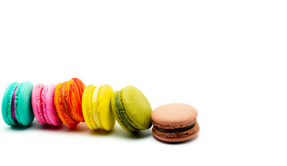 A french sweet delicacy, macaroons variety closeup.