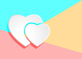 Flat modern art design graphic image of white paper hearts icon