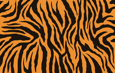 Texture of bengal tiger fur, orange stripes pattern. Animal skin print. Safari background. Vector