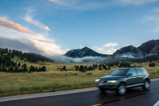 Sunset drive in Colorado