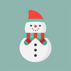 snowman and Santa hat flat icon, Christmas theme set