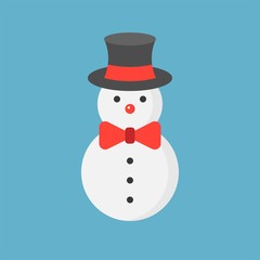 snowman and bow tie, flat icon, Christmas theme set