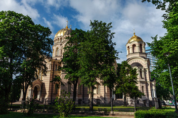 Fototapeta na wymiar Cathedral of the Nativity of Christ in Riga.