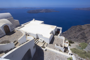 Naklejka premium Terrazza sul mare a Fira a Santorini