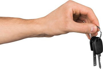 Human Hand with Car Keys - Isolated
