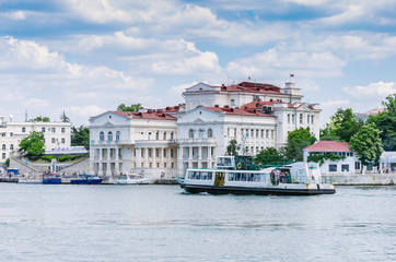 Naklejka premium Russia, Crimea, city of Sevastopol, building of Palace of Childhood and Youth, and Institute of Physical Methods of Treatment named after Sechenov: 06/10/2018