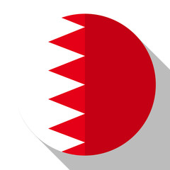 Flag Bahrain - round flatstyle button with a shadow.