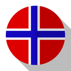 Obraz premium Flag Norway - round flatstyle button with a shadow.