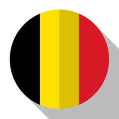 Fototapeta premium Flag Belgium - round flatstyle button with a shadow.