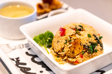 fried rice with crispy fish