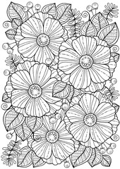 Coloring book for adults. Summer flowers.