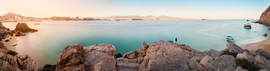 Fototapeta na wymiar Panorama of the bay in Cabo San Lucas.