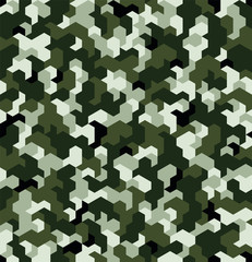 Seamless camouflage in Green pattern. Polygonal mosaic series for your design. Vector