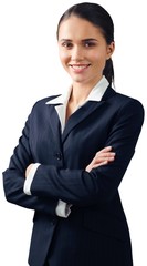 Friendly Businesswoman with Arms Folded - Isolated