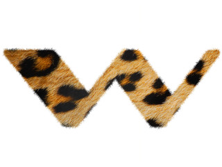 Furry text number made of leopard skin texture. Character render isolated on white.