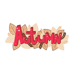 Hello Autumn lettering. Elements for invitations, posters, greeting cards. Seasons Greetings
