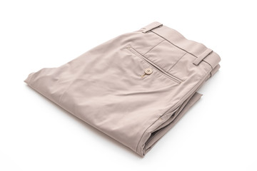 beige short pants isolated on white background
