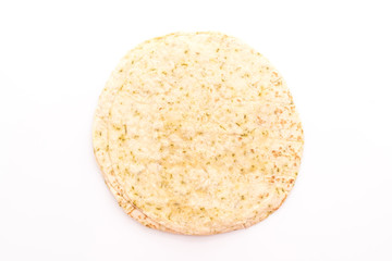 Dough tortilla wraps  on white background