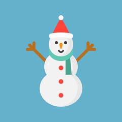 snowman and Santa hat flat icon, Christmas theme set