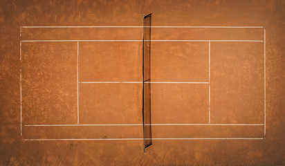 Tennis Clay Court. View from the bird's flight. Aerial photography