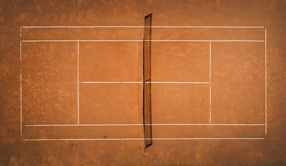 Fototapeten Tennis Clay Court. View from the bird's flight. Aerial photography © es0lex