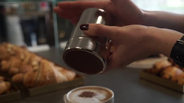 Italian cappuccino in a coffee bar.
