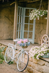 a summer village courtyard with a garden and birds   © alekuwka83